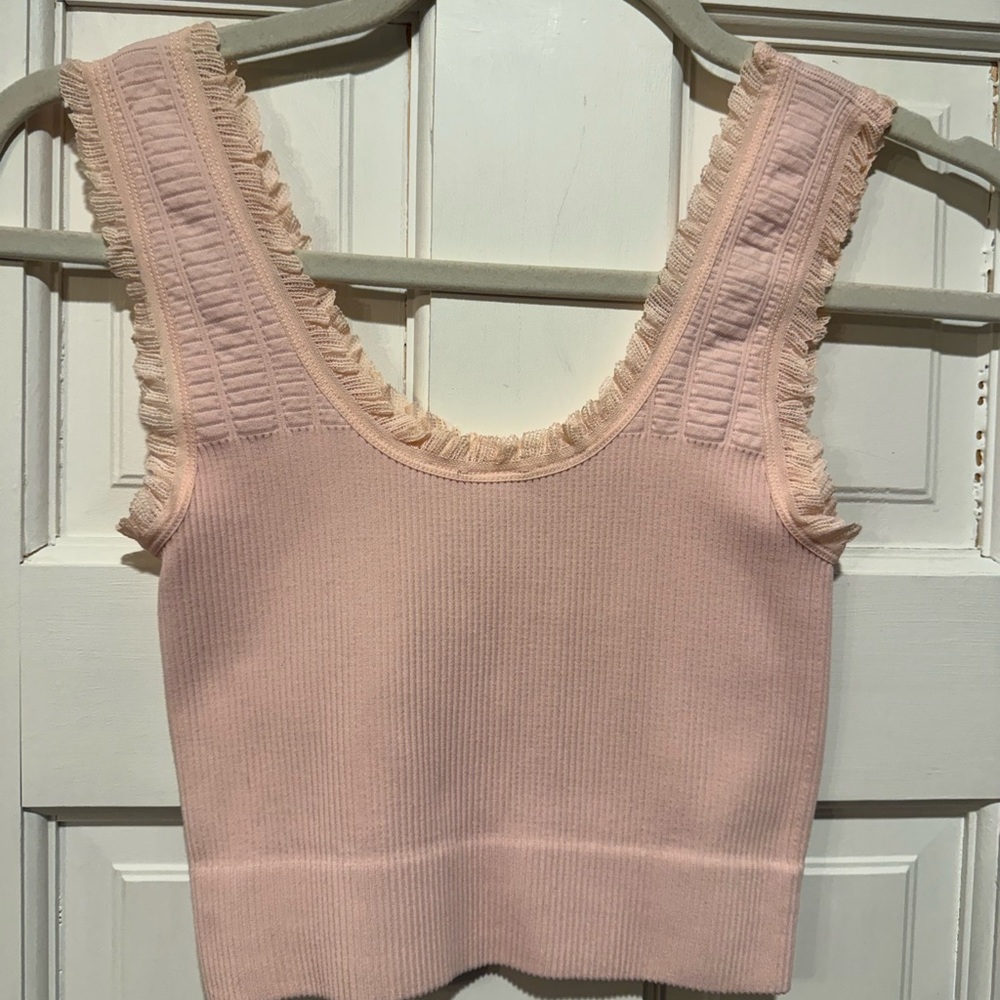 Pink Ruffled Crop Top